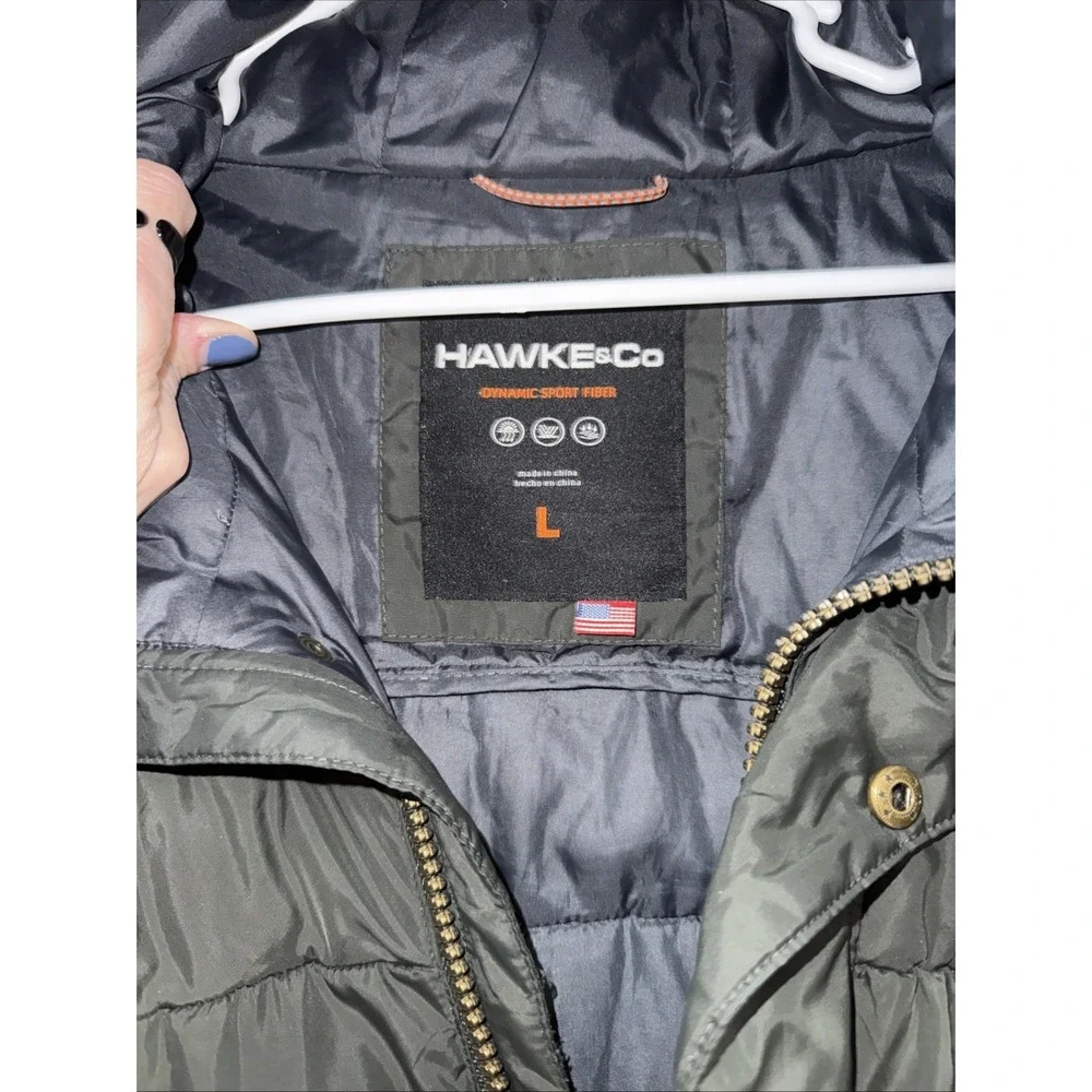 Hawke & Co. Men's Dark Green Hooded Puffer Jacket - Large